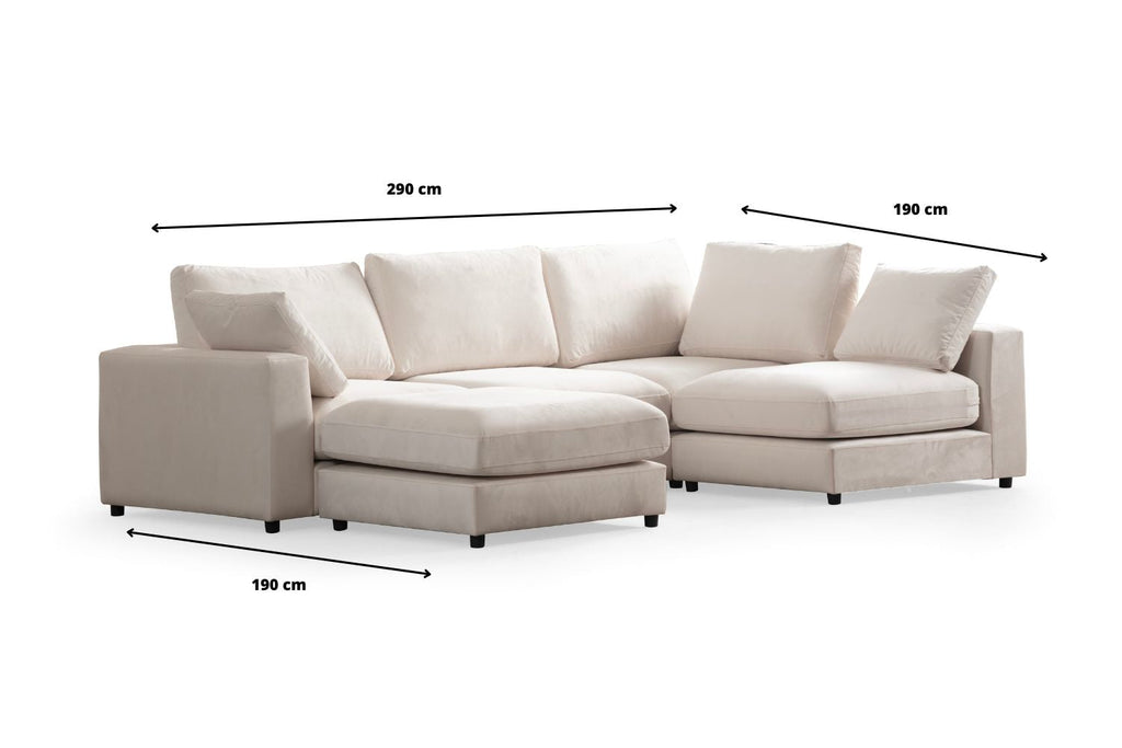 Canapé Julia modulable chenille 4+1 pouf