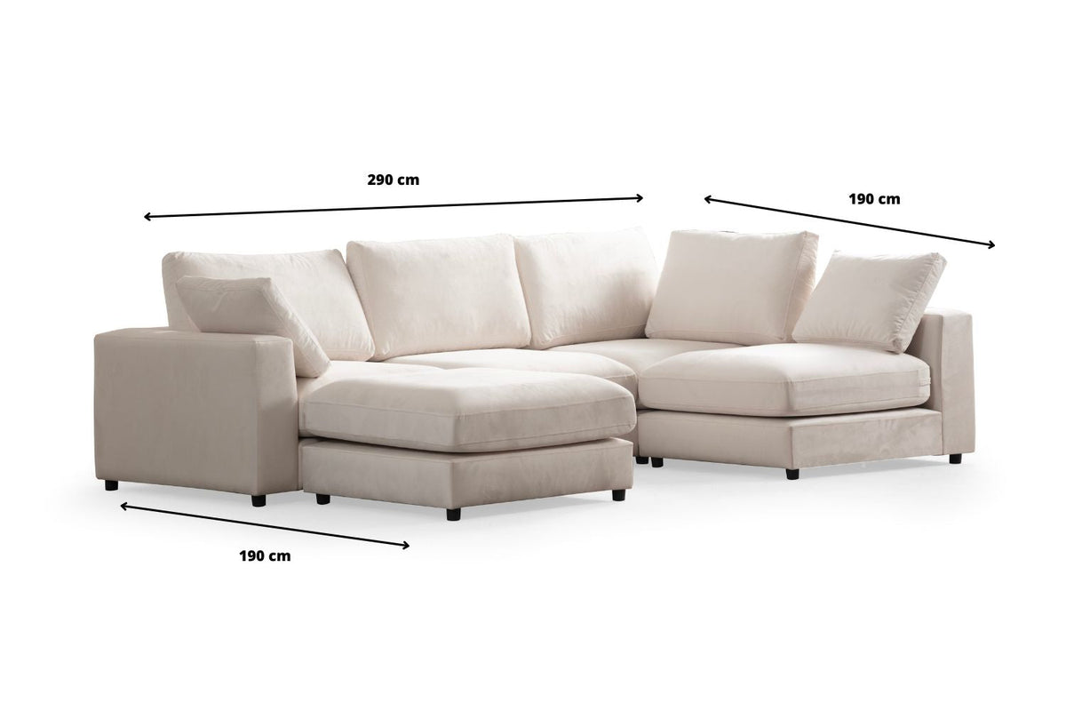 Canapé Julia modulable chenille 4+1 pouf