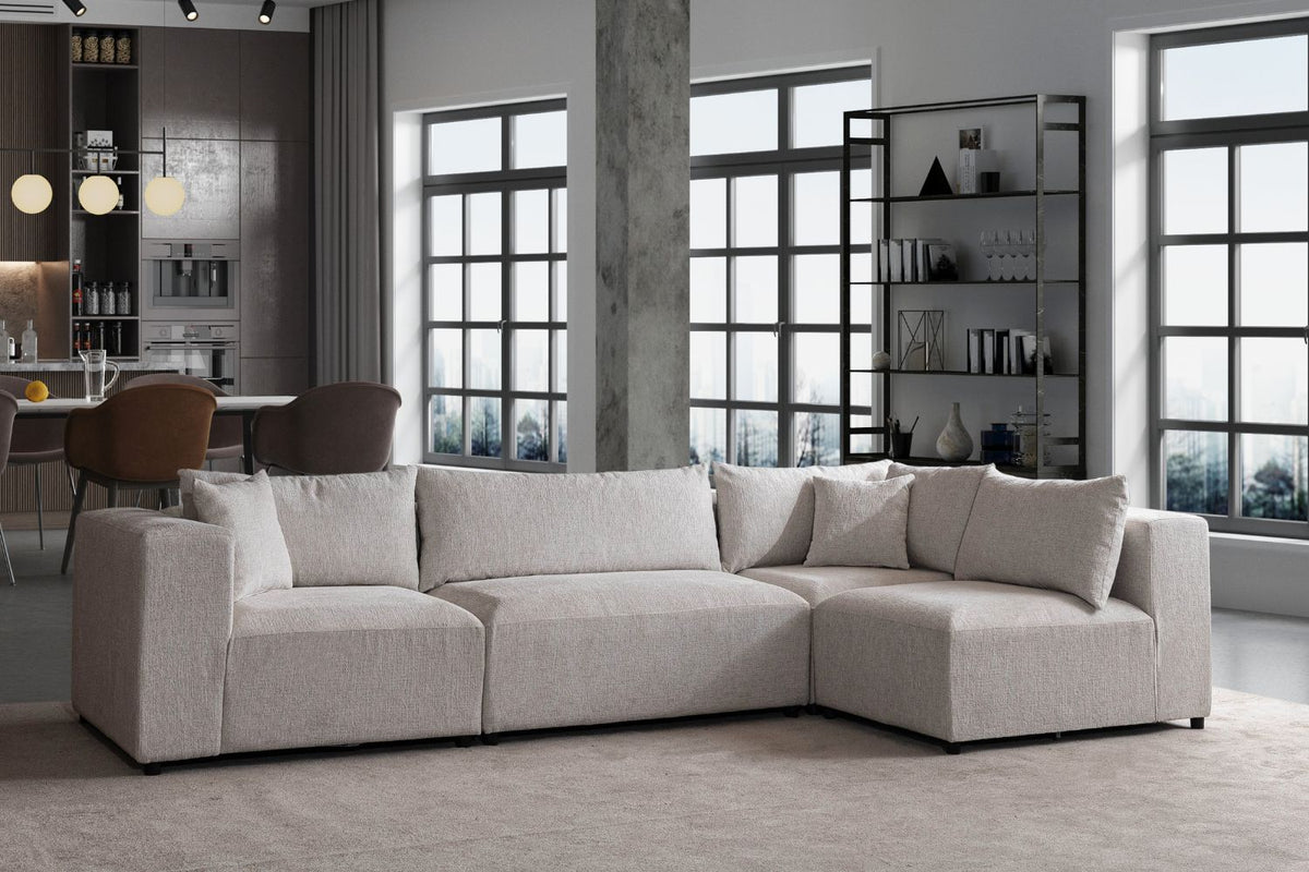 Canapé Azra Modulable Chenille Blanc cassé