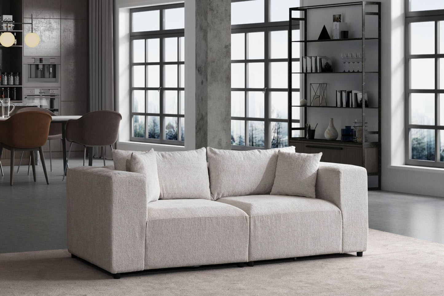 Canapé Azra Modulable Chenille Blanc cassé