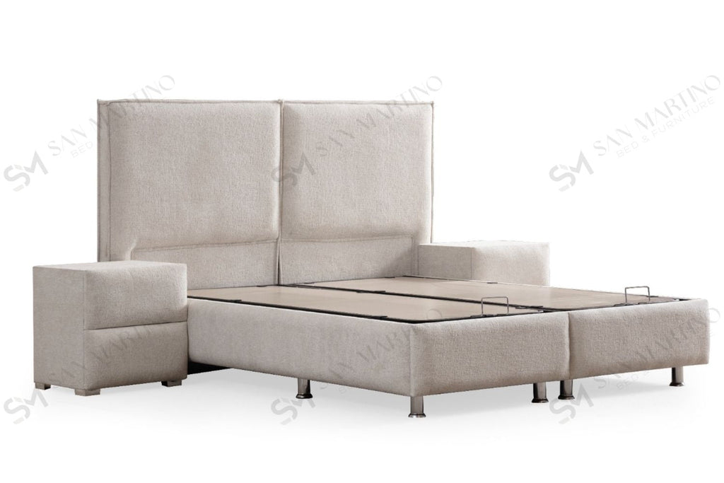 Lit Coffre MAYA BLANC CASSÉ - Chenille