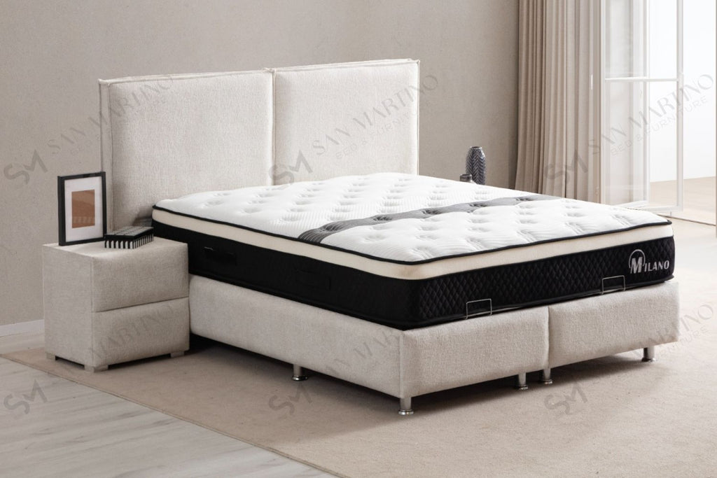 Lit Coffre MAYA BLANC CASSÉ - Chenille