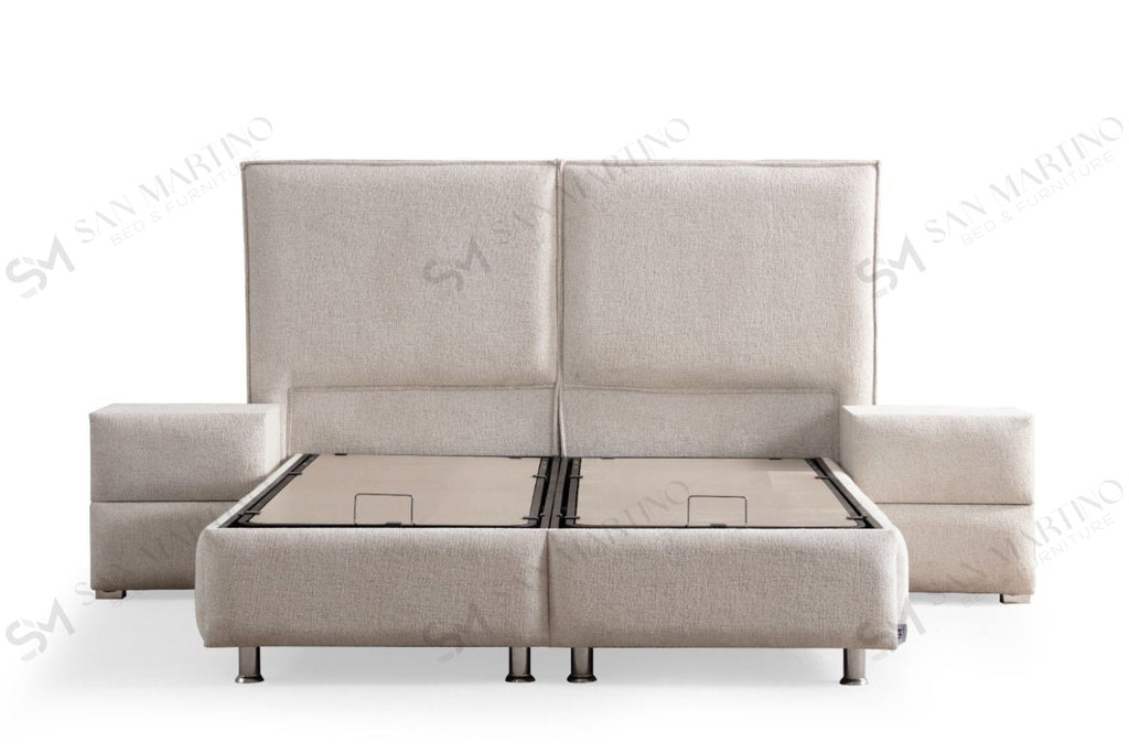 Lit Coffre MAYA BLANC CASSÉ - Chenille