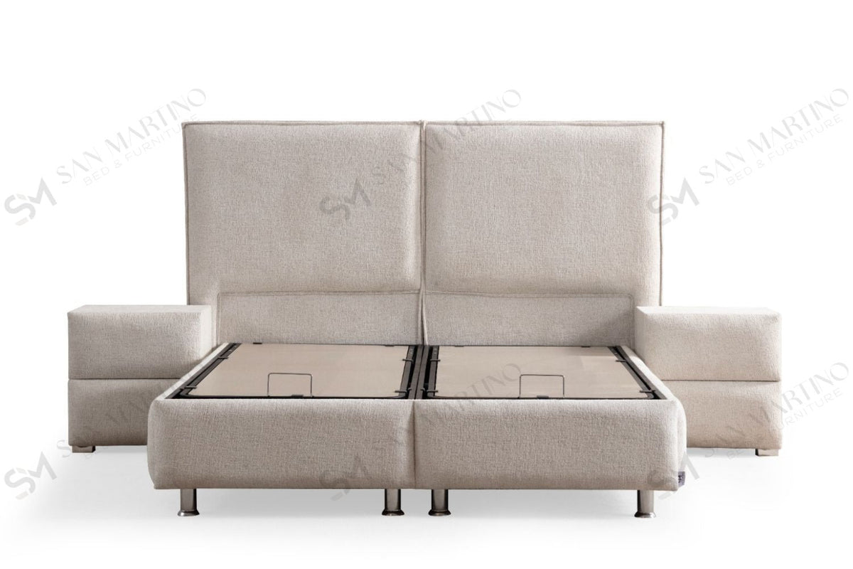 Lit Coffre MAYA BLANC CASSÉ - Chenille