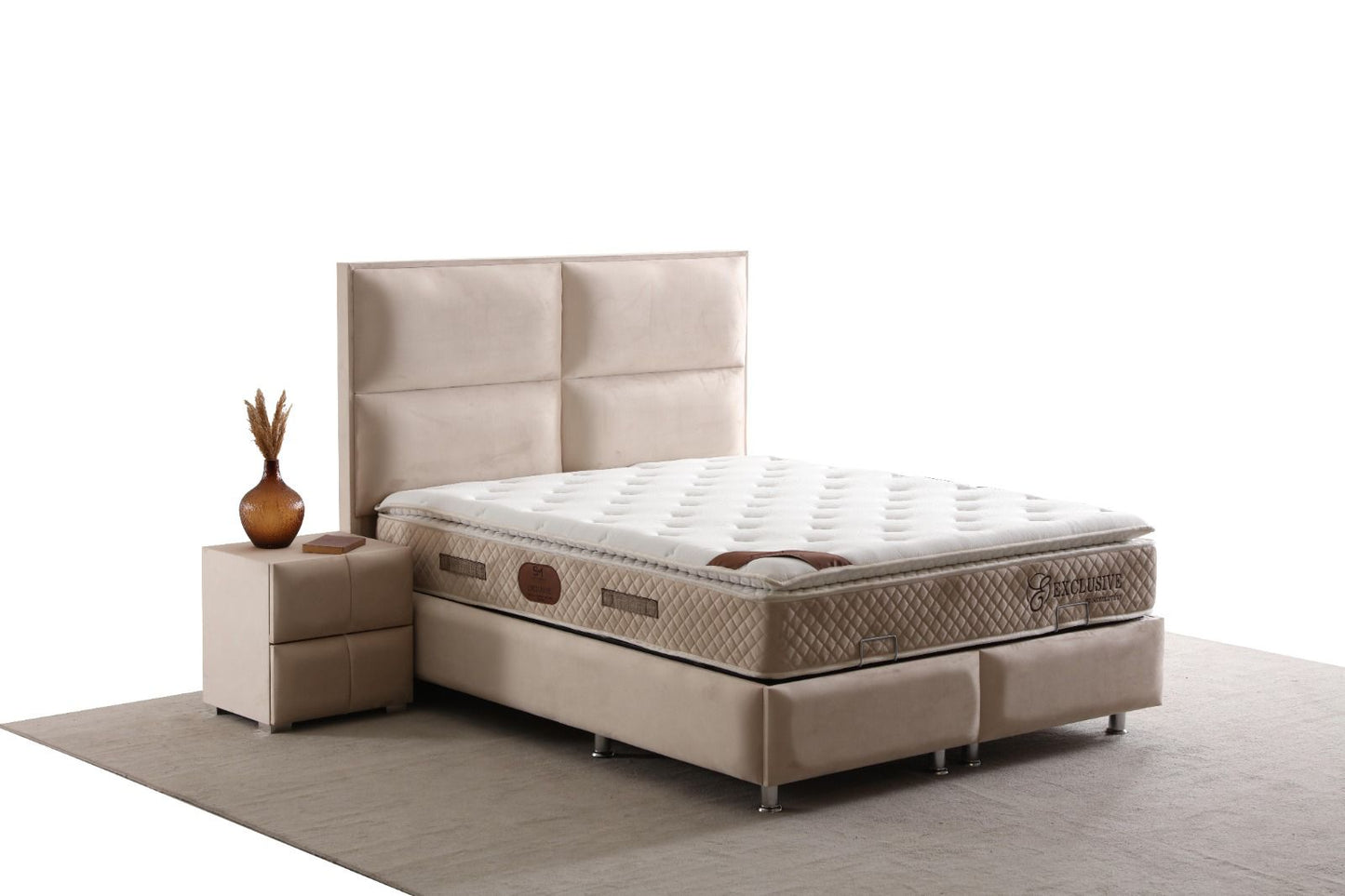 Lit Coffre SIDNEY BEIGE - Velours
