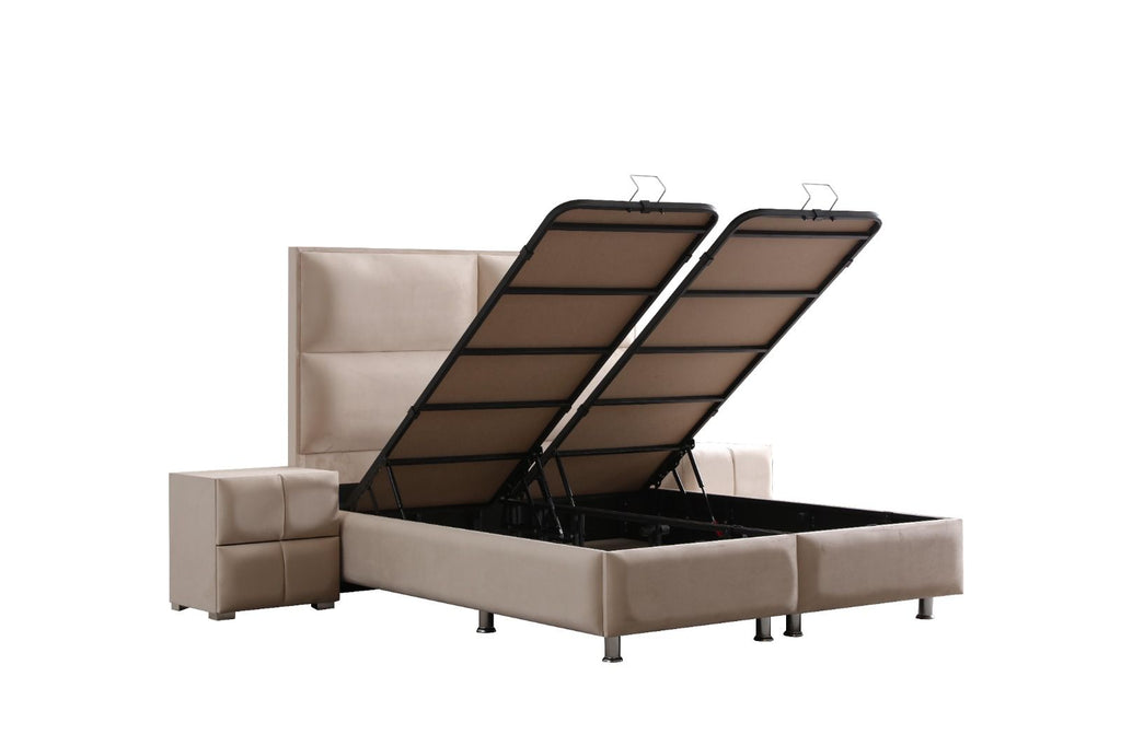 Lit Coffre SIDNEY BEIGE - Velours