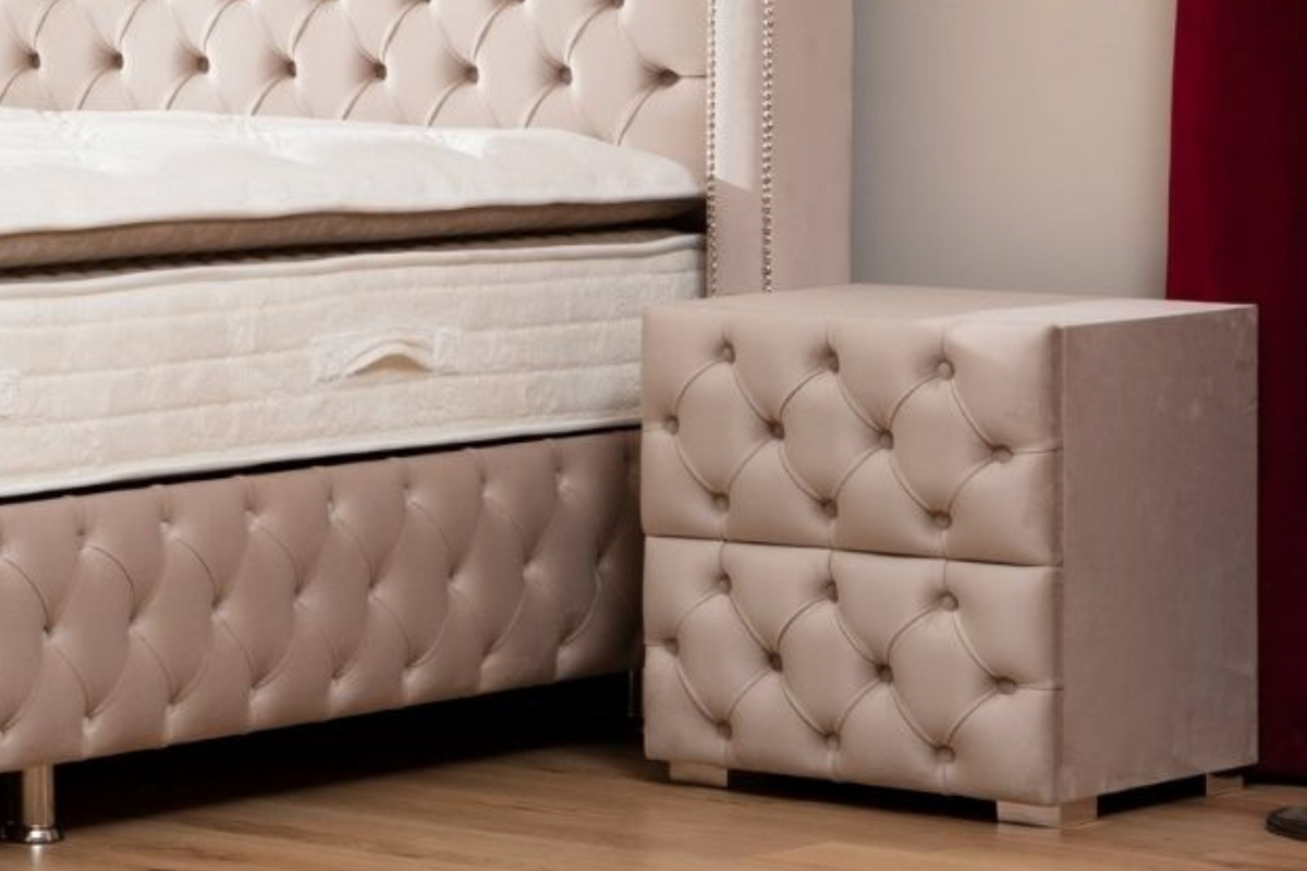 Chevet capitonné velours beige